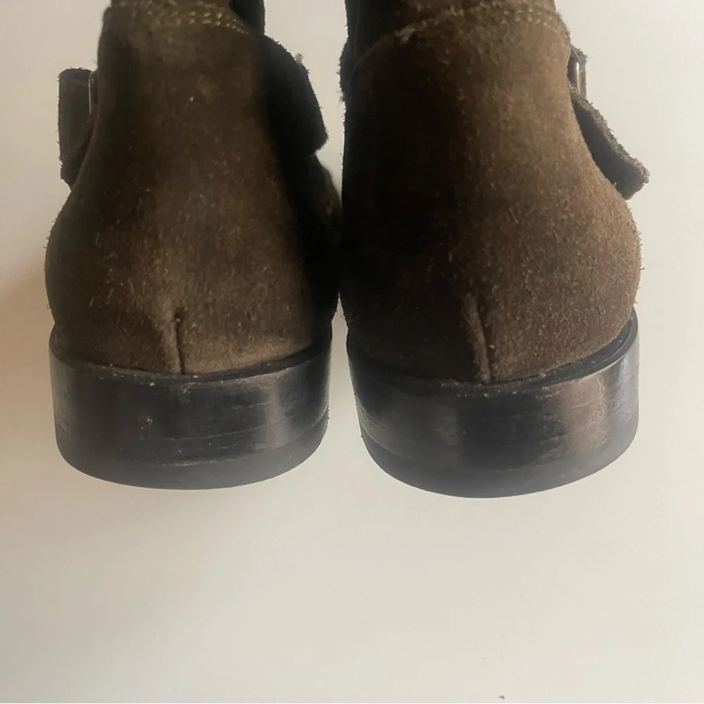 Frye Natalie Short Engineer Boot / Green Suede